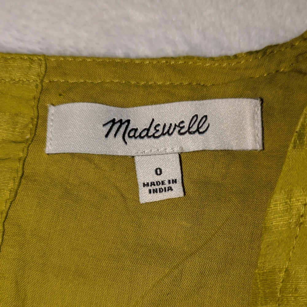 Madewell Annamarie Mini Babydoll Dress Size 0 Citrus Lime Green Puff Sleeve - Picture 6 of 13